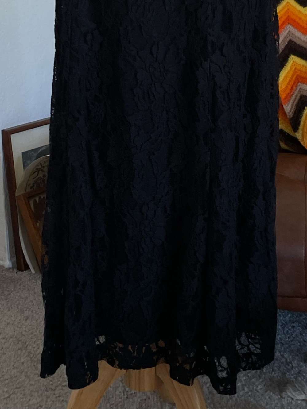 SOLD Vintage 1990s Spiegel Whimsigoth Boho Witchy Vampy Lace Maxi Skirt - Picture 6 of 8